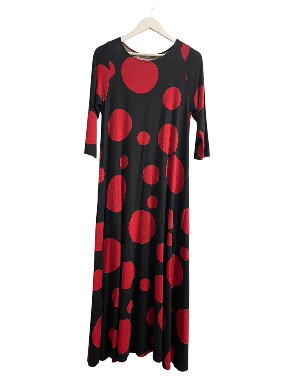Alembika spot swing Red Polka Dot Print maxi dress maximalism bold lagenlook
